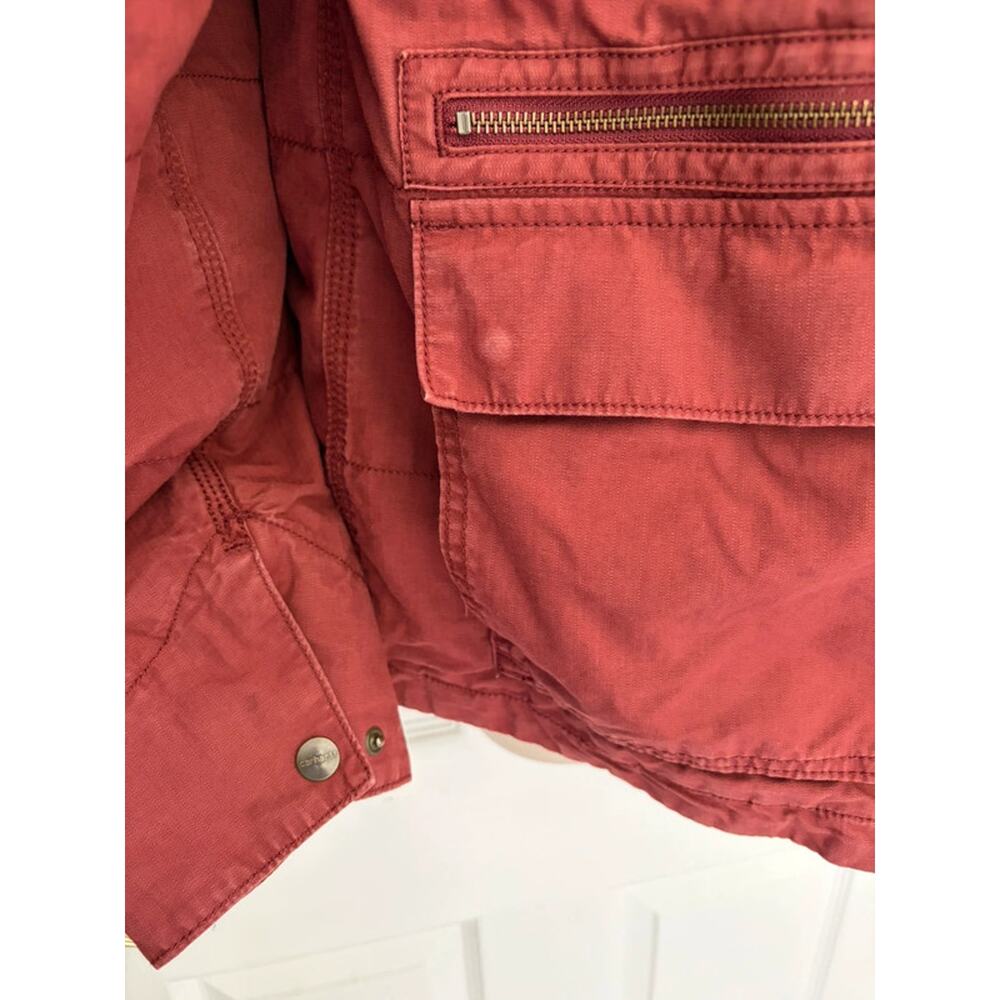 Carhartt M 8/10 Women’s Quilt Lined Canvas Hood Jacket Red Utility Coat - Picture 3 of 11